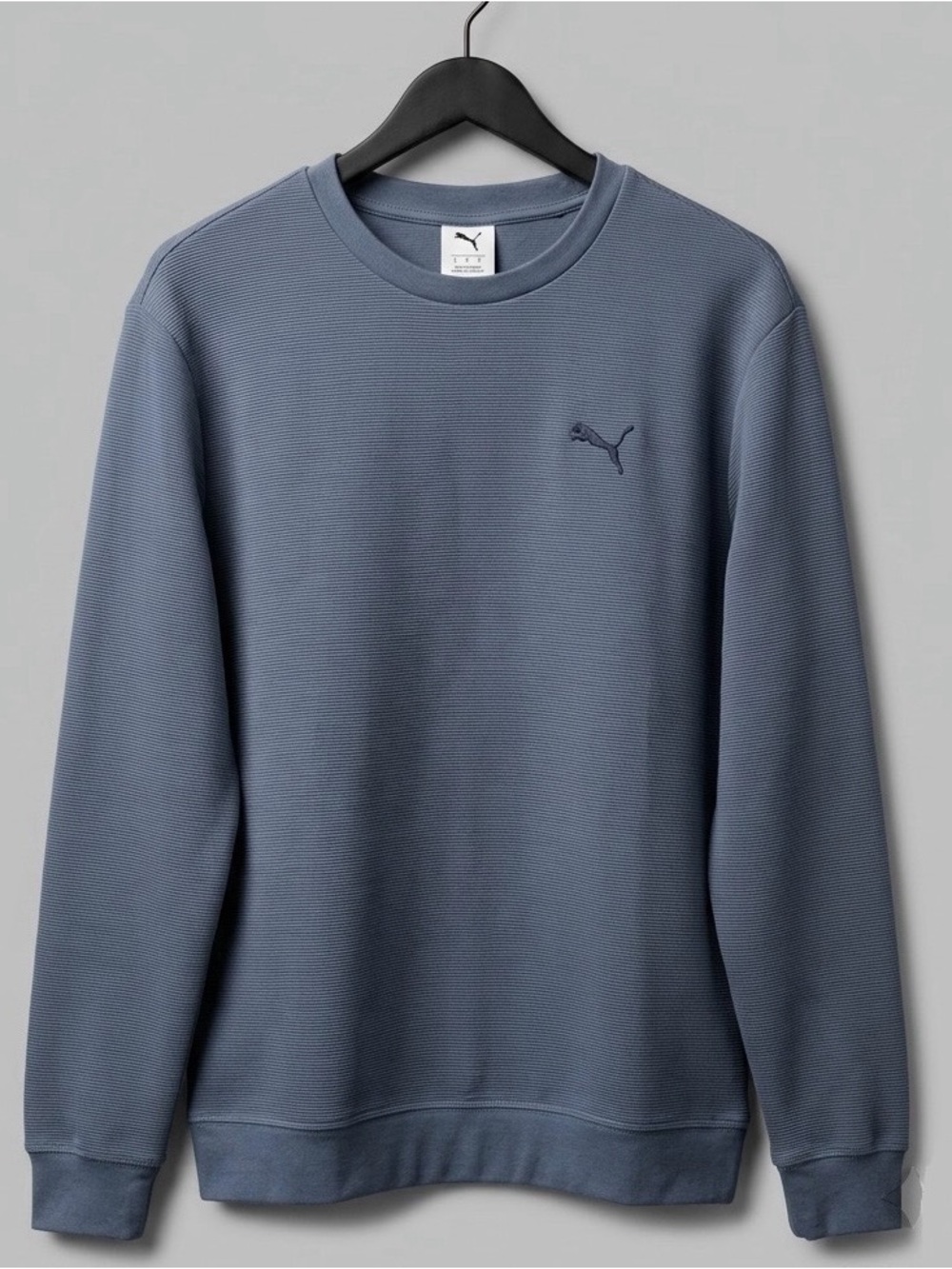 Puma sweatshirt Mens Size L Steel Blue Textured Midweight Casual Crew
